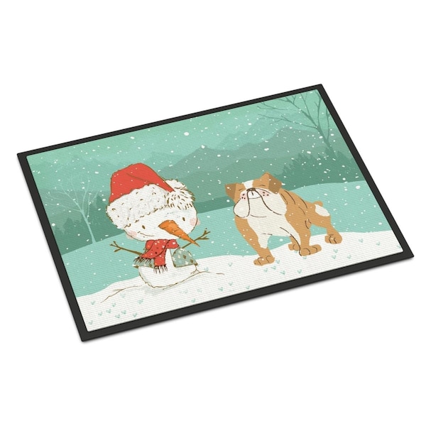 Carolines Treasures 24 x 36 in. English Bulldog Snowman Christmas Indoor or Outdoor Mat CK2053JMAT - main
